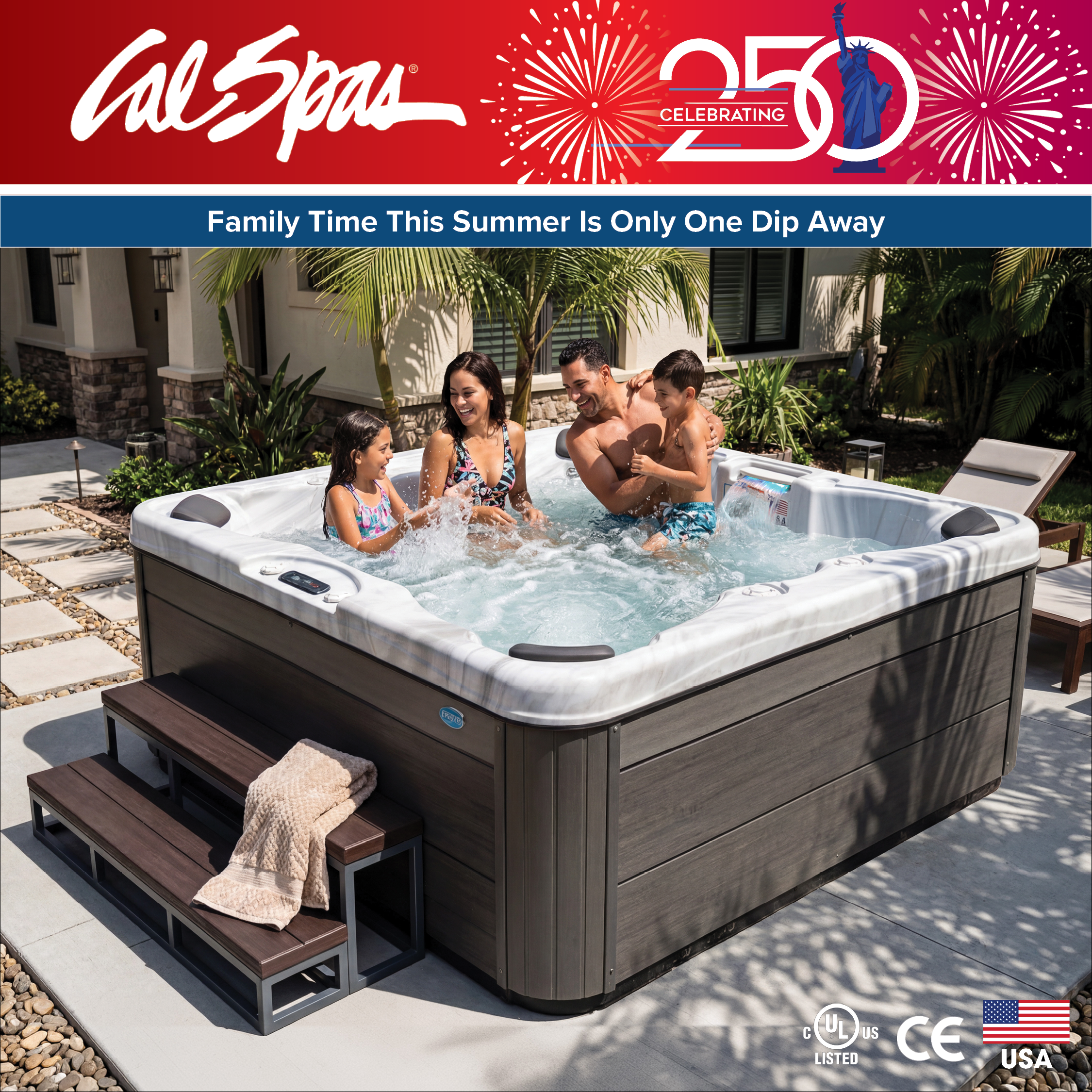 Calspas hot tub being used in a family setting - Bowling Green